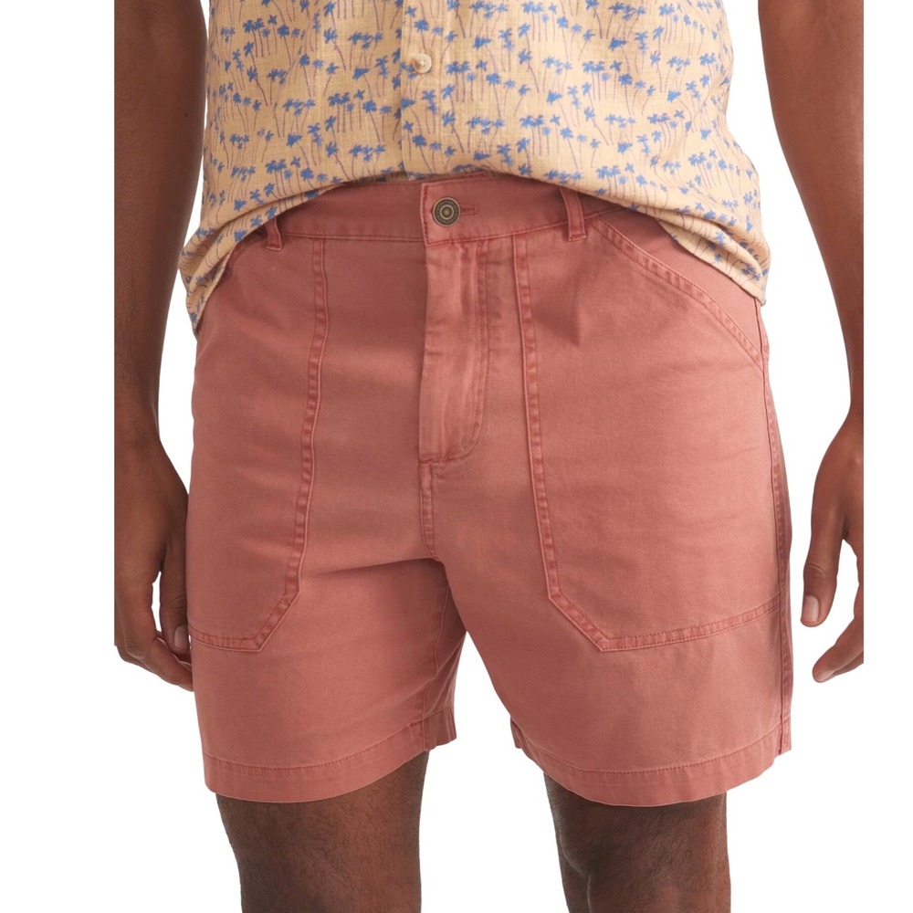 Marine Layer Utility Shorts Mens 33 Etruscan Red Garment Dyed Stretch Cotton - Picture 2 of 13